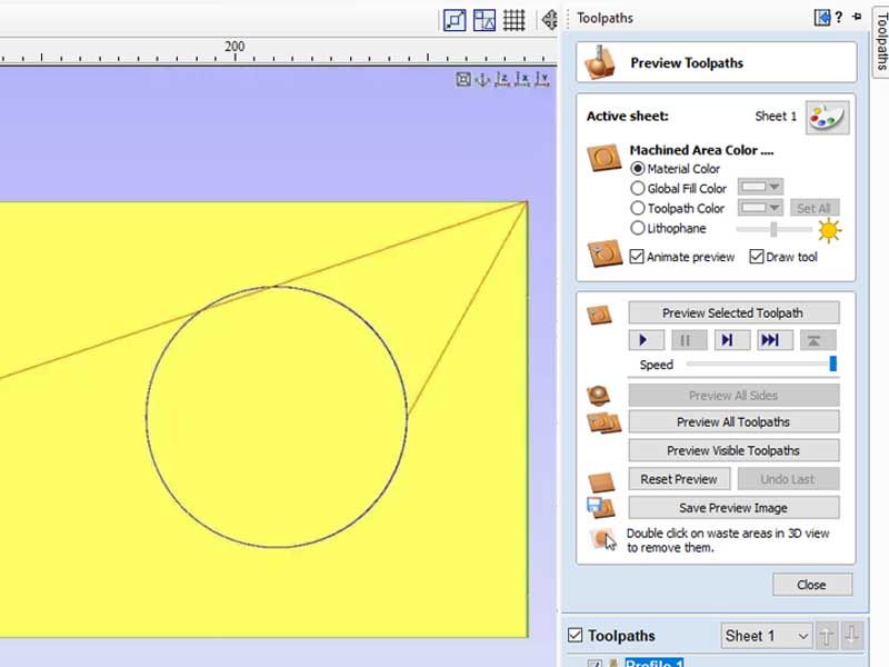 Cut2D Pro tool paths preview