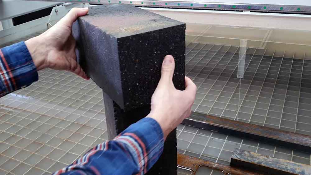 Water Jet cut concrete block