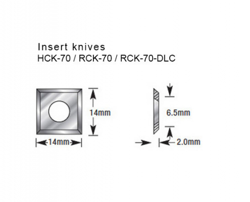 Insert knives HCK-70, RCK-70, RCK-70-DLC, Amana Tools technical data