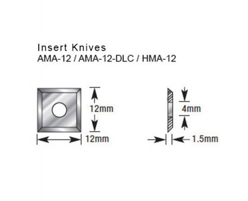 Surfacing router bit insert knives AMA-12, AMA-12-DLC, HMA-12 Amana Tools