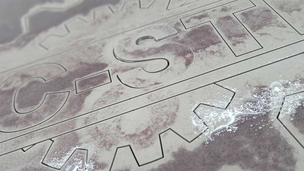 Ceramic tile cut with abrasive Water Jet