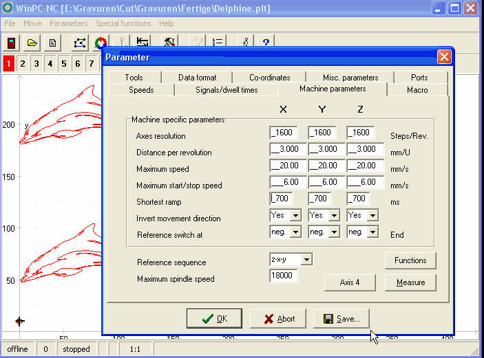 WINPC-NC Maschinenparameter englisch