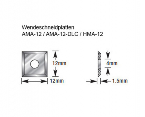 Insert knives AMA-12, AMA-12-DLC, HMA-12 Amana Tools technical Data