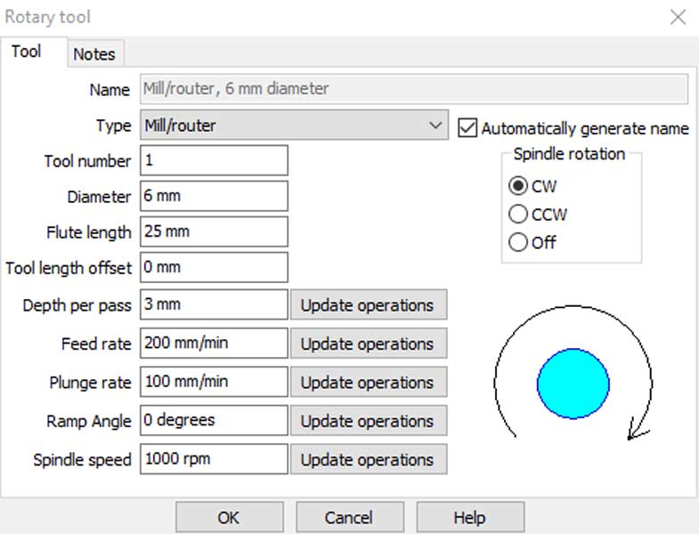 SheetCAM totary tool