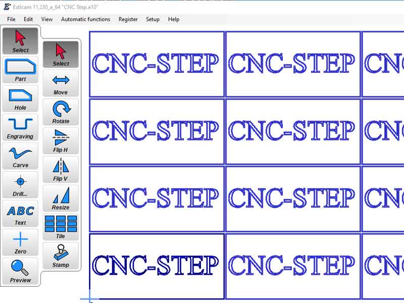 Estlcam stamp and tile function