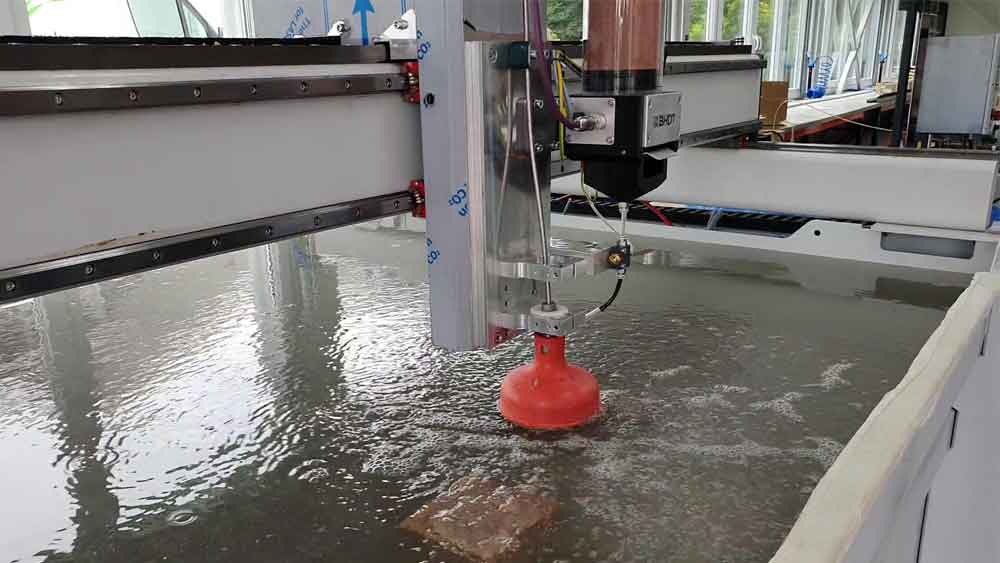 Water Jet cutting of 60mm natural stone