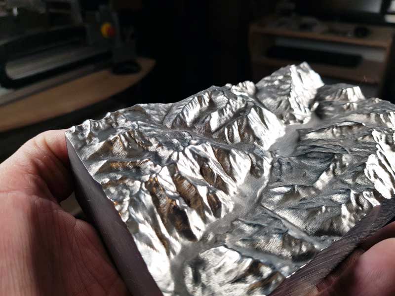 3D Topography aluminium milled with CNC router