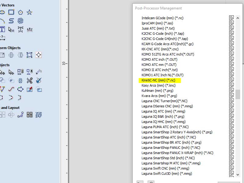 Aspire Vectric post processor management