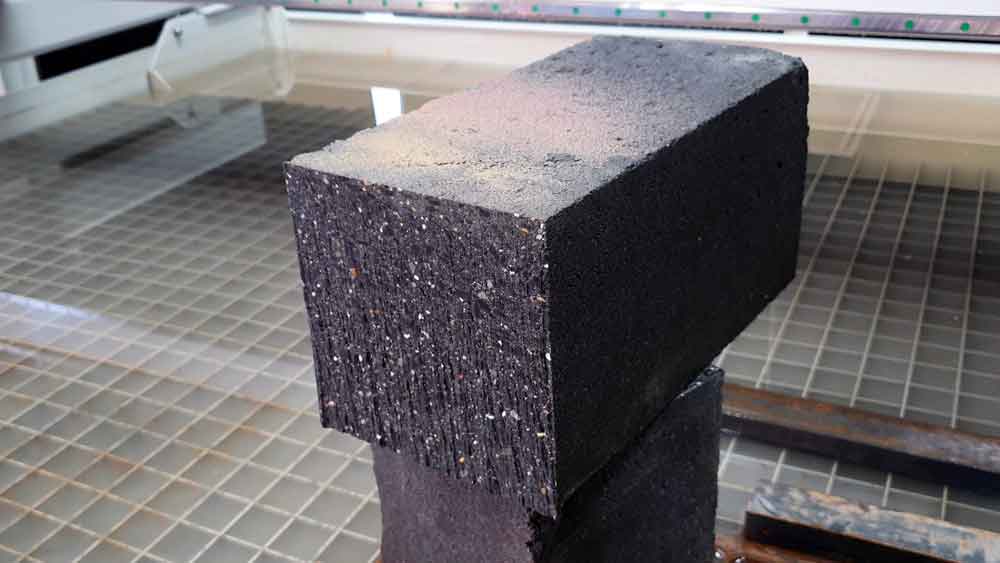 150mm Concrete block cut with CNC Water Jet Cutter