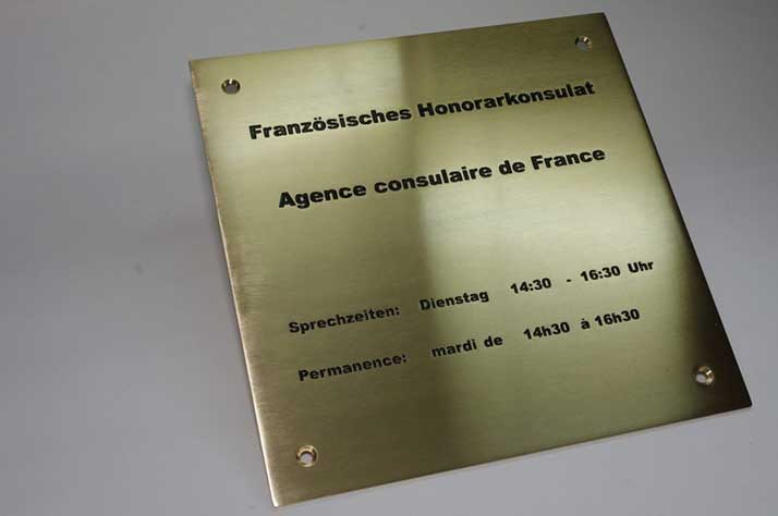 infromation sign brass