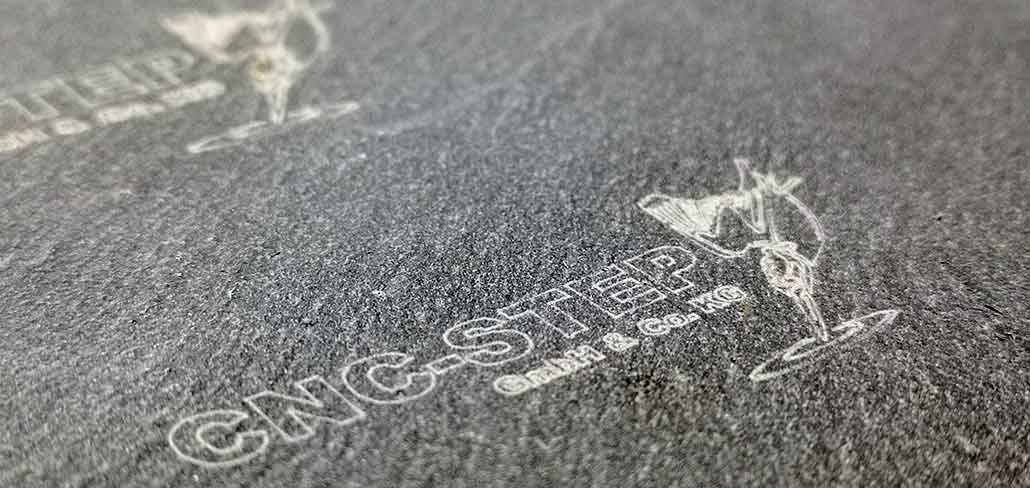 Laser engraving on slate plate