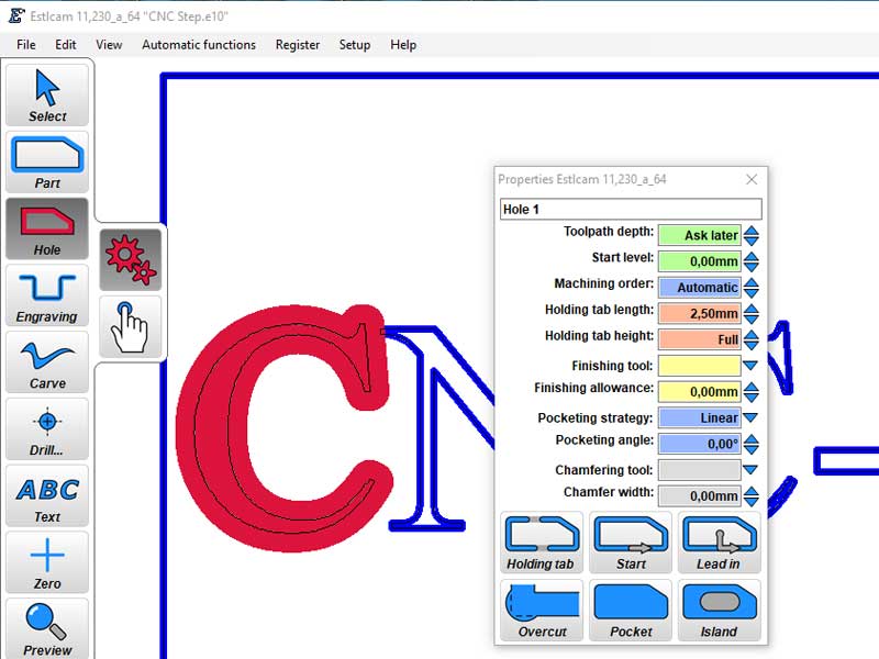 Estlcam cut-out function