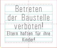 Einzelschild Aufteilung
