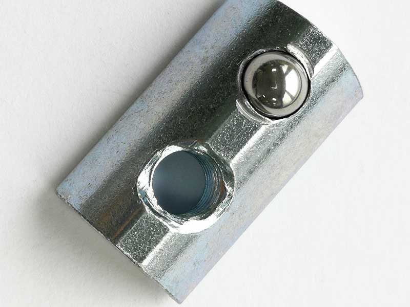 M6 T-Nut with spring-mounted ball