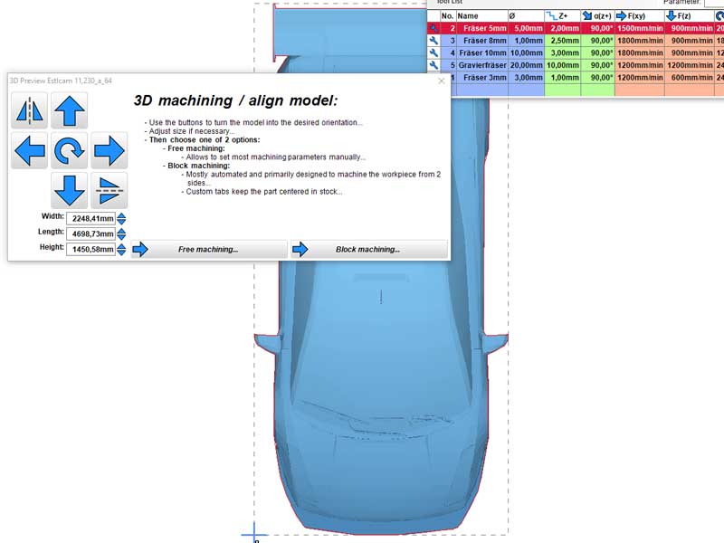 Estlcam editing 3D model