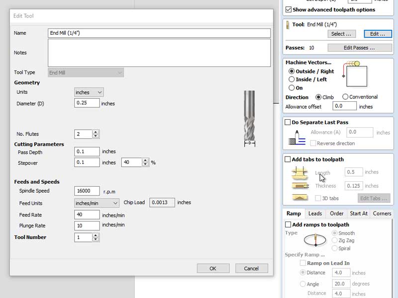 Aspire Vectric define tool